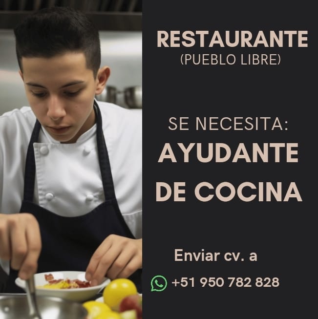 Imagen relacionada con la oferta de empleo: Se Necesita Ayudante de Cocina