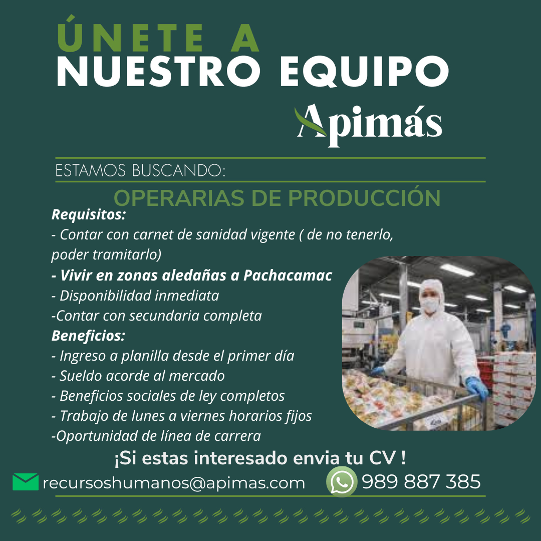 Imagen relacionada con la oferta de empleo: OPERARIAS DE PRODUCCIÓN