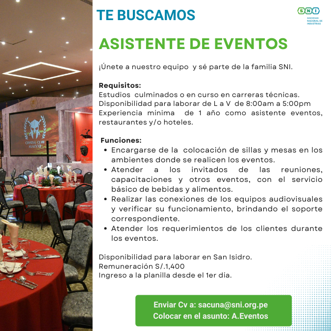 Imagen relacionada con la oferta de empleo: Asistente Operativo de Eventos